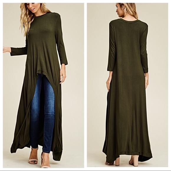 27 Olive green high low tunic/dress - Picture 2 of 3